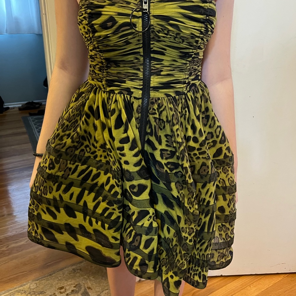 Rare! Betsy Johnson Green Animal Print Mini Dress